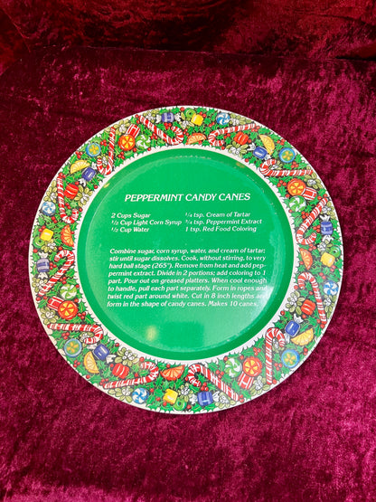 Vintage Christmas - Holiday Recipe Metal Cookie Trays - Peppermint Candy Canes - House of Lloyd