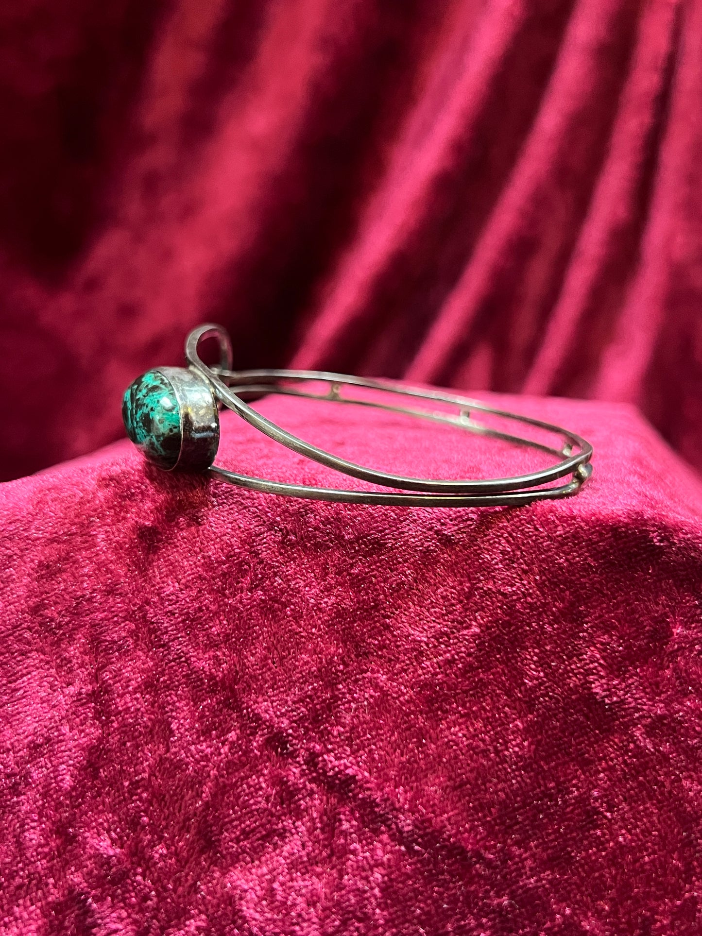 Vintage Jewelry - Cuff Bracelet - Silver - Jasper Center Stone