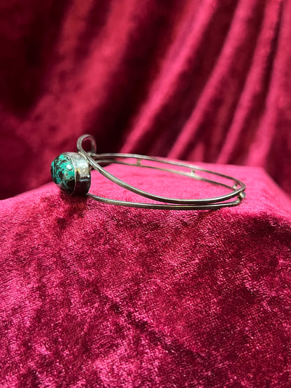 Vintage Jewelry - Cuff Bracelet - Silver - Jasper Center Stone