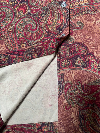 Vintage Clothing - Long Sleeve Button Up Shirt - Dark Orange Paisley - Draper’s & Damon’s Petites - X-Large