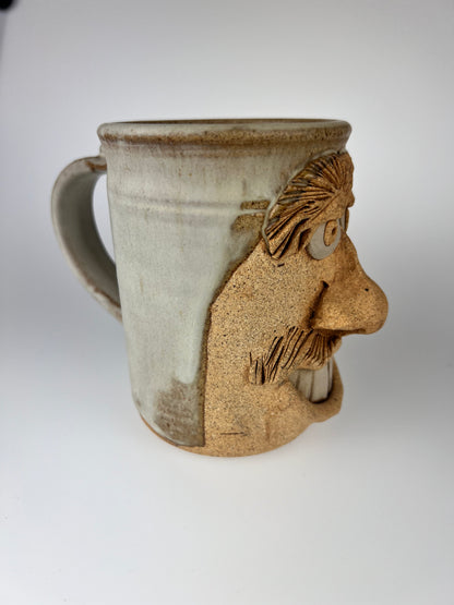 Vintage Mark Hines 3D Figural Face Stoneware Mug