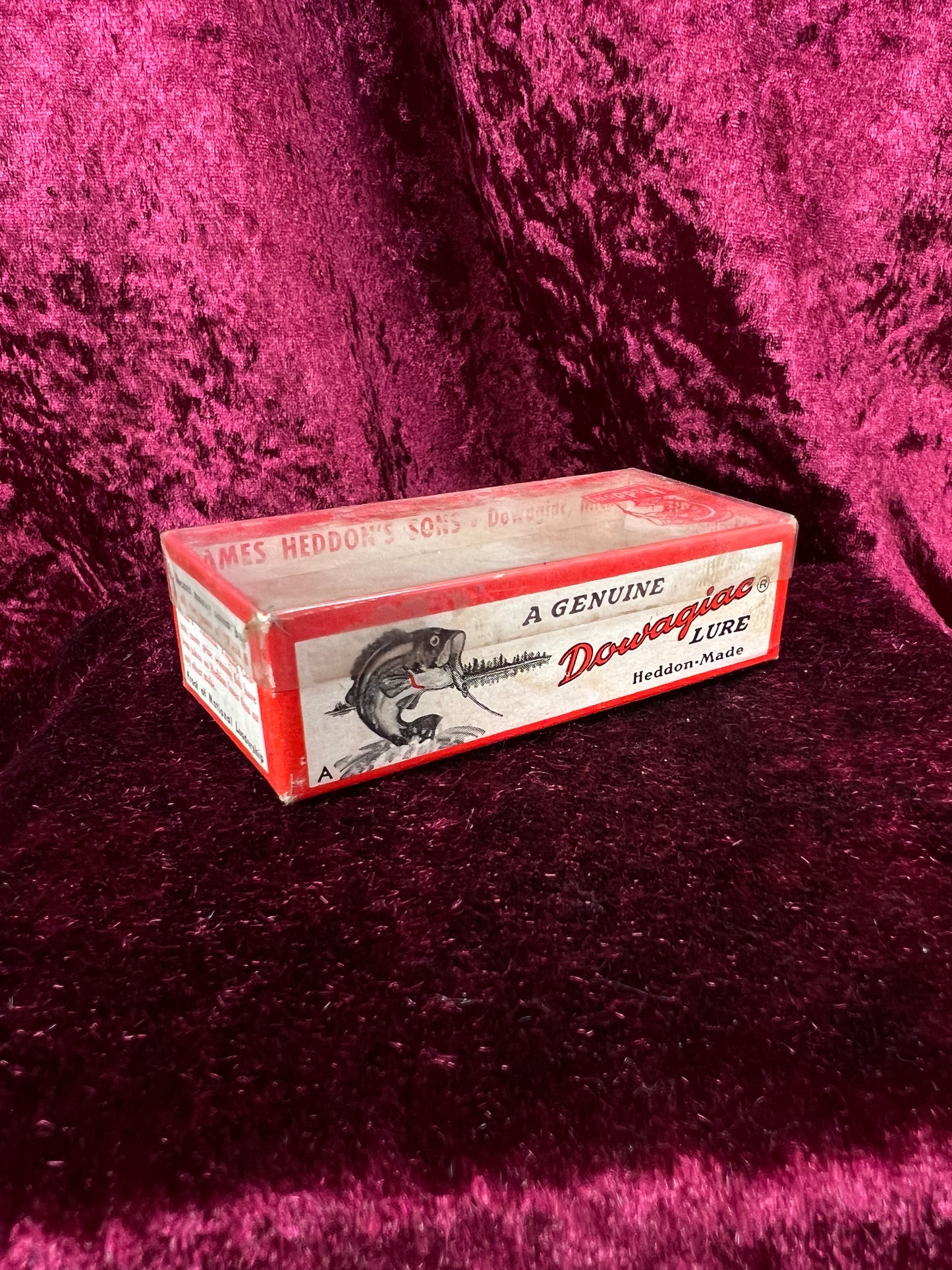 Vintage Heddon Plastic Fishing Lure - Baby Zara Red Head with Original Box