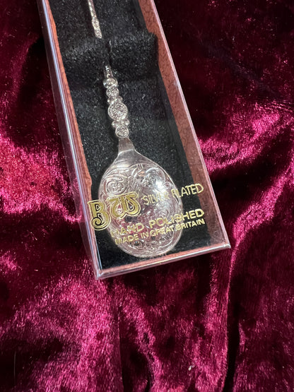 Vintage BW Silver Plated Spoon - Spinning Spindle Wheel Souvenir Collectible