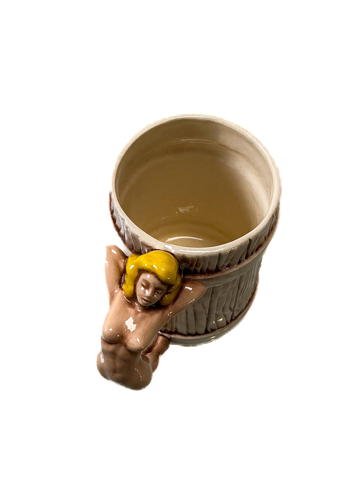 Vintage Tiki Mug - Nude Handle Rum Barrel Mug - Pinup Blonde 1960s