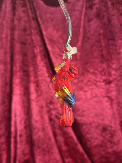 Vintage Christmas - Handblown Glass Ornament - Red Macaw Parrot - Poland - 3.5"