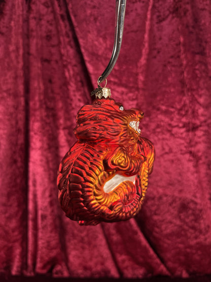 Vintage Christmas - Handblown Glass Ornament - Red Dragon - 2001 - Christmas World