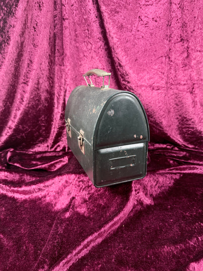 Vintage Metal Lunch Box - Green Dome Top Patent Pending Design