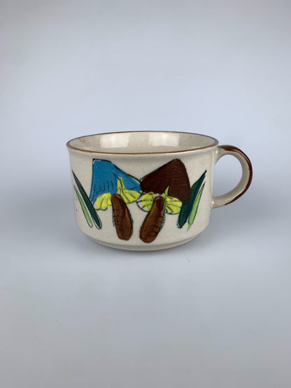 Vintage 1970s Stoneware Mushroom Soup Mug