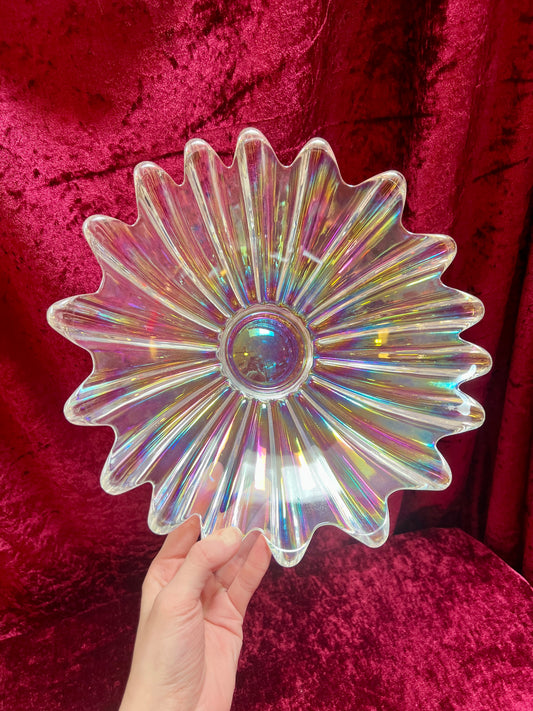 Vintage Home Decor - Starburst / Celestial Fruit Bowl - Iridescent Carnival Glass - Federal Glass Co.