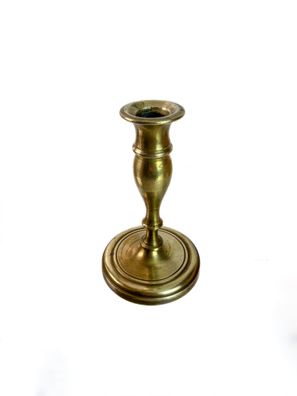 Vintage Brass Candlestick - 5" Tall Classic Elegant Style - Single