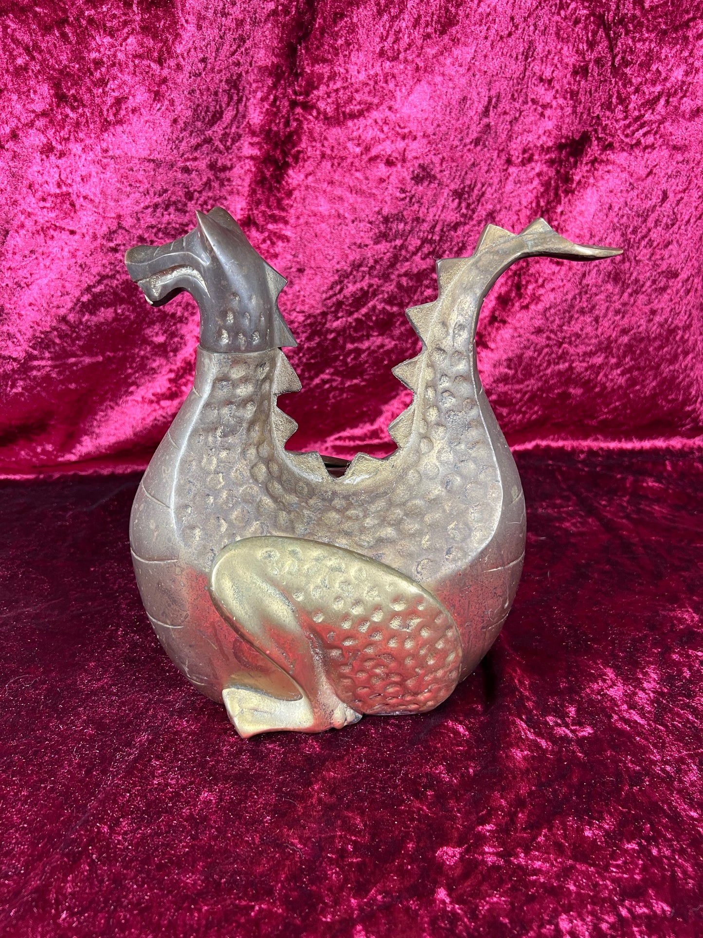 Vintage Brass Decor - Heavy Wood Stove Humidifier - Aged Brass Dragon - 1982 Gates General Corporation