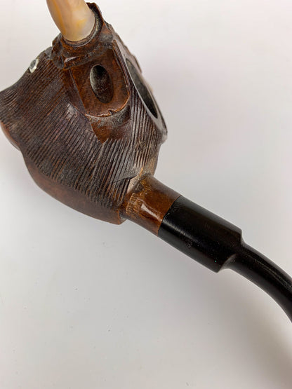 Vintage Italian Hand Carved Bull Briar Wood Pipe