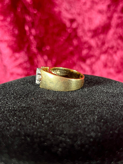 Vintage 14KT Gold Electroplate Cocktail Ring – Marquise Cut Cubic Zirconia - ESP - Size 7.5