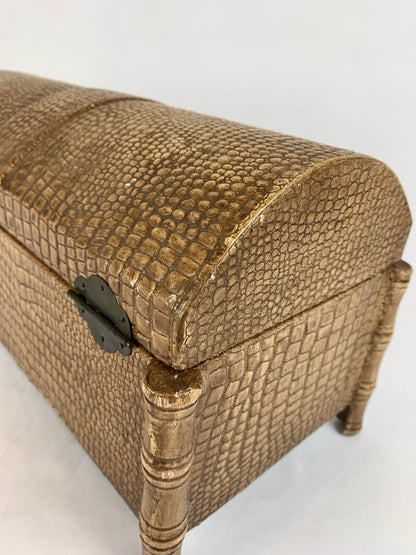 Faux Brown Alligator Skin Treasure Box w/ Bamboo Stalk Legs