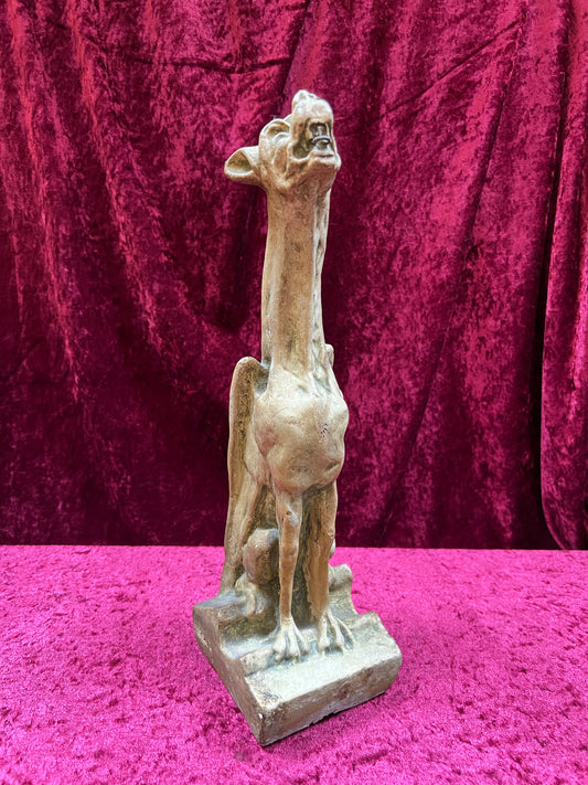 Vintage Home Decor - Antique Plaster Statue - Grotesque Gargoyle