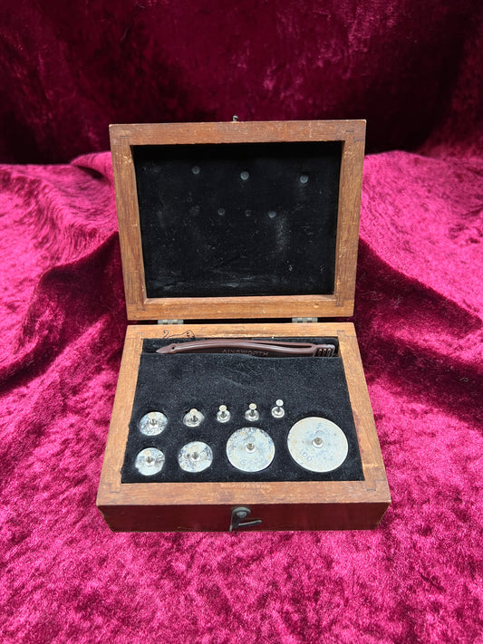 Vintage Oddities - Scale Calibration Weights in Wood Box - WM Ainsworth & Sons