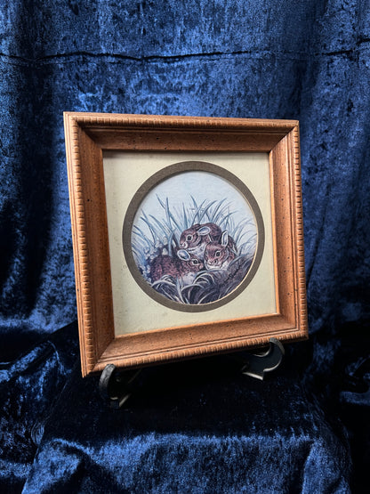 Vintage Kay Lamb Shannon Bunny Rabbit Wall Art - Framed Woodland Print