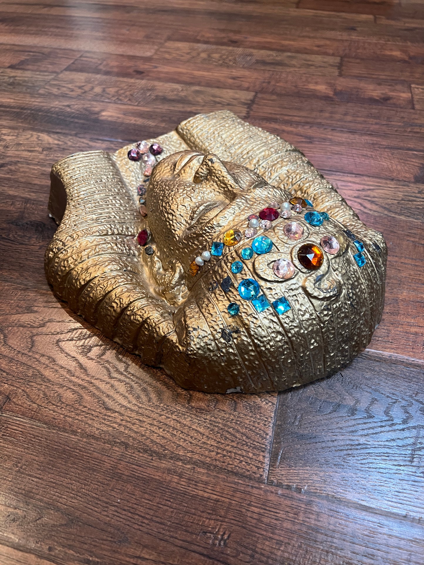 Vintage Home Decor - Ceramic Wall Mask - Bejeweled Bust of Tutankhamun
