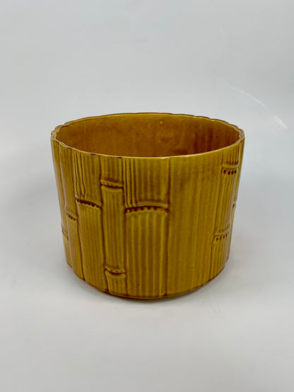 Vintage Planter - Mid Century Modern Faux Bamboo - Glazed Ceramic