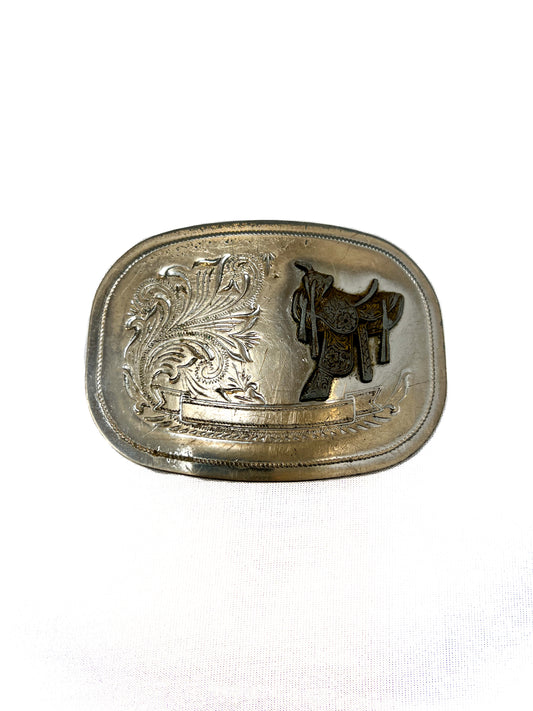 Vintage Accessories - Belt Buckle - Silver - Western Saddle