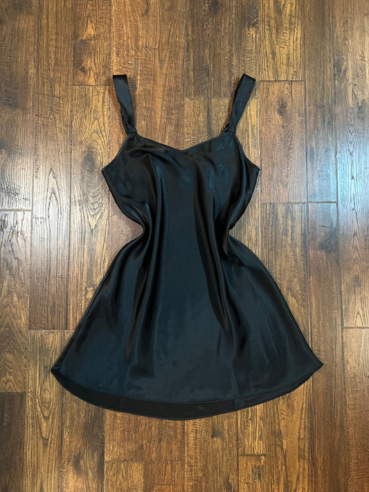 Vintage Clothing - LA Intimates Black Satin Slip Dress - Size Medium