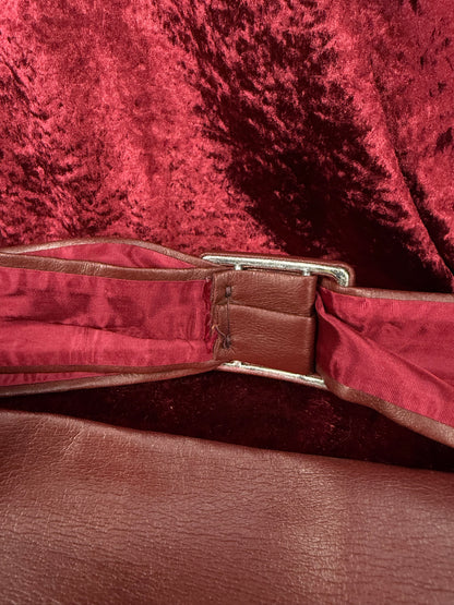 Vintage Accessories - Faux Leather Waist Belt - Burgundy - Medium - Garay