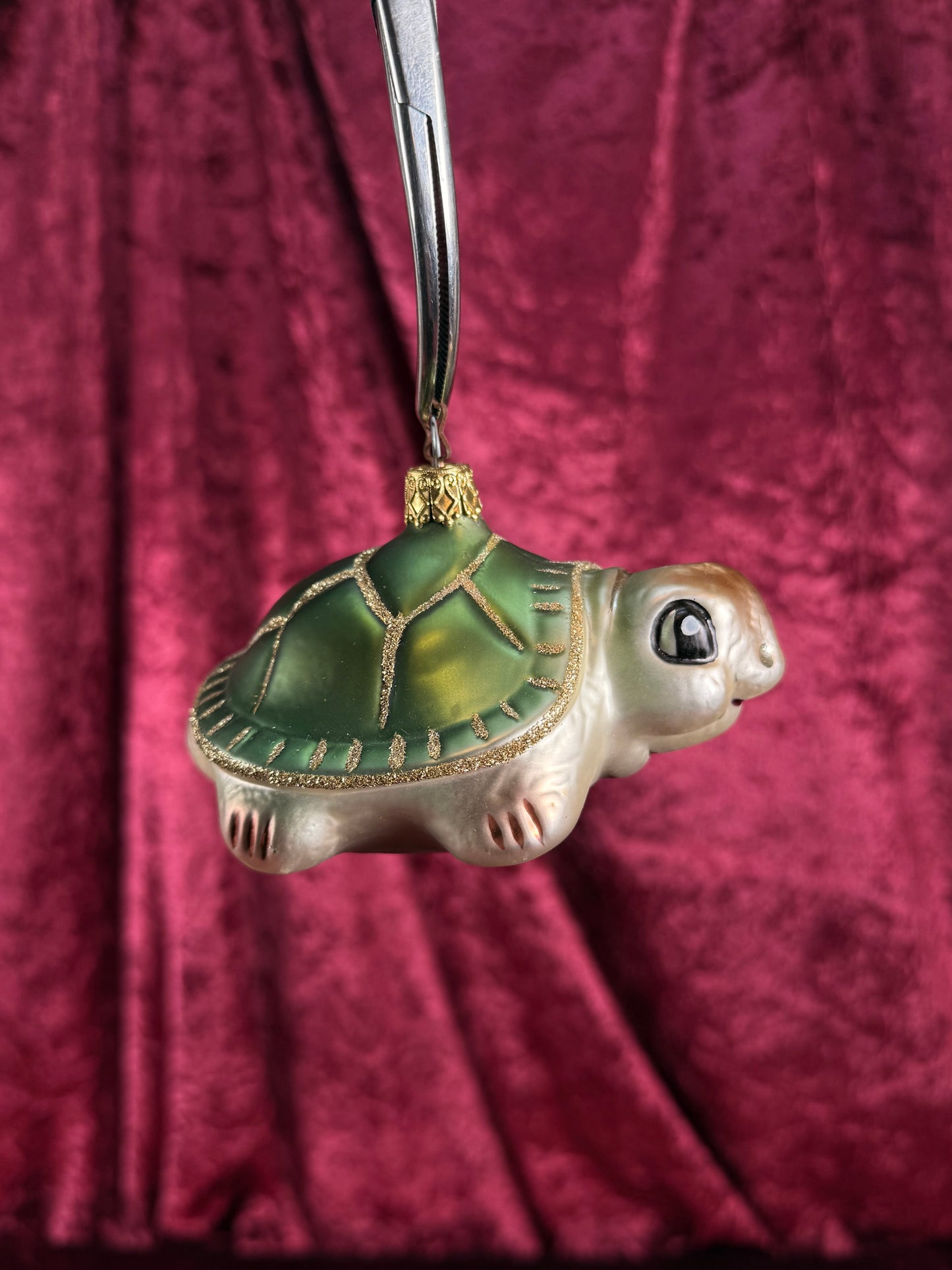 Vintage Christmas - Handblown Glass Ornament - Smiling Sea Turtle - Inge Glas - Germany