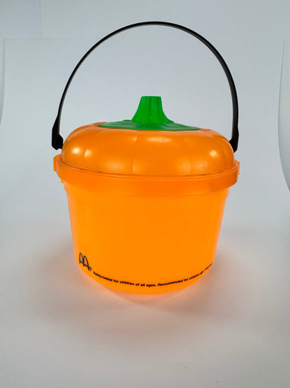 Vintage McDonalds Pumpkin Candy Bucket w/ Lid - 1991 Like New