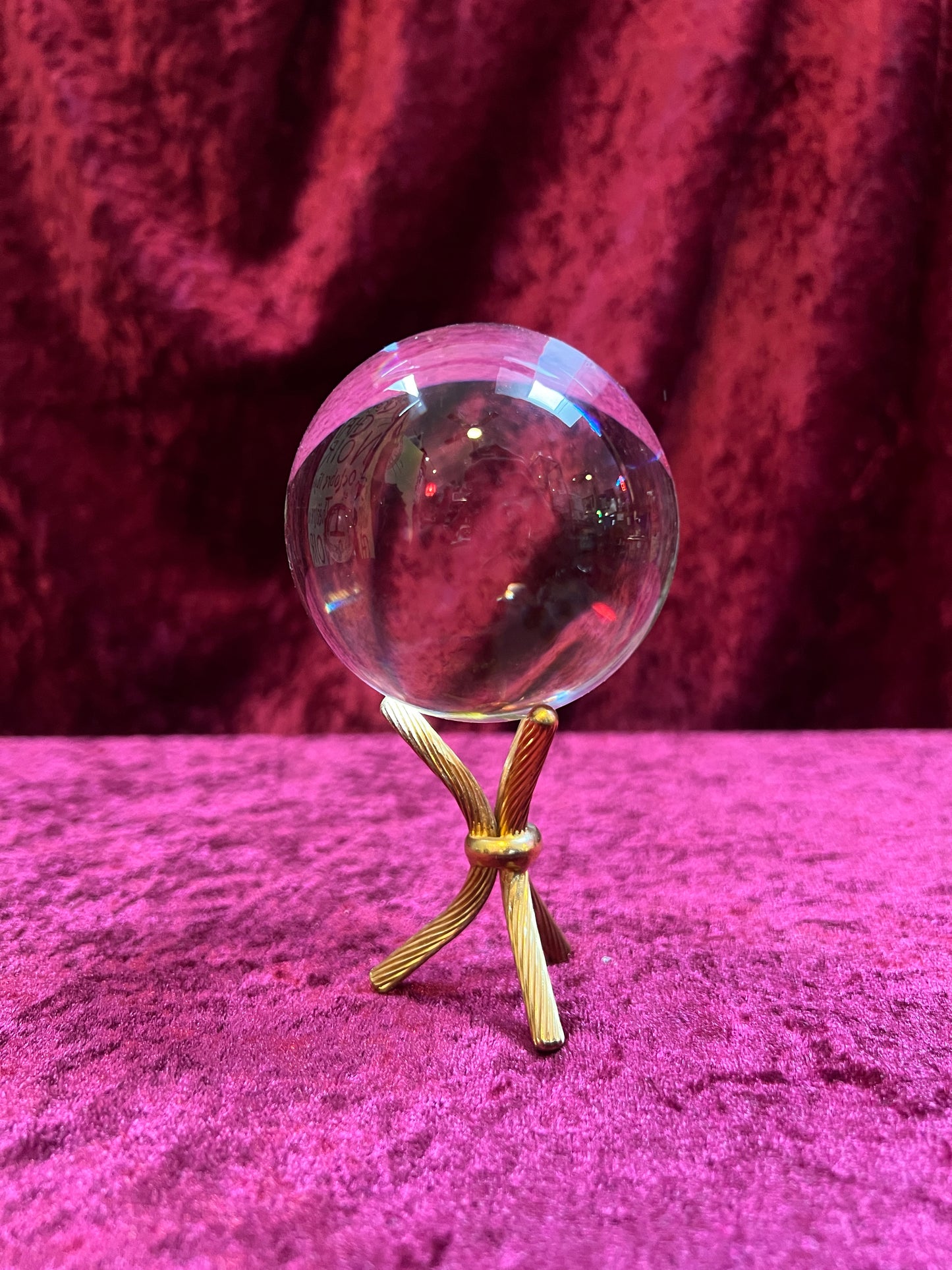 Vintage Curiosities - Crystal Ball with Braided Brass Stand - Small
