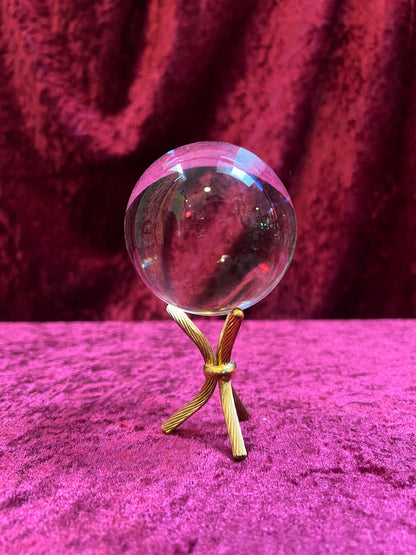 Vintage Curiosities - Crystal Ball with Braided Brass Stand - Small
