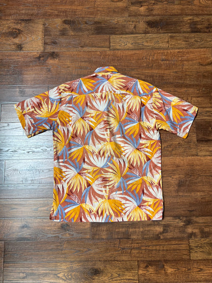 Vintage Clothing - Short Sleeve Hawaiian Shirt - Fan Leaf Palm Print - Hilo Hattie Hawaii - Medium