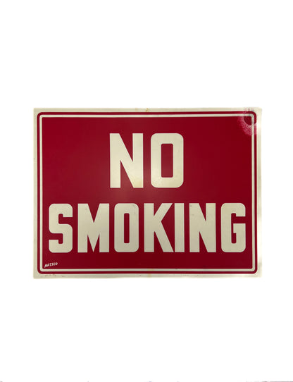 Vintage Wall Decor - Plastic Novelty Sign - No Smoking - Nassco - Red and White