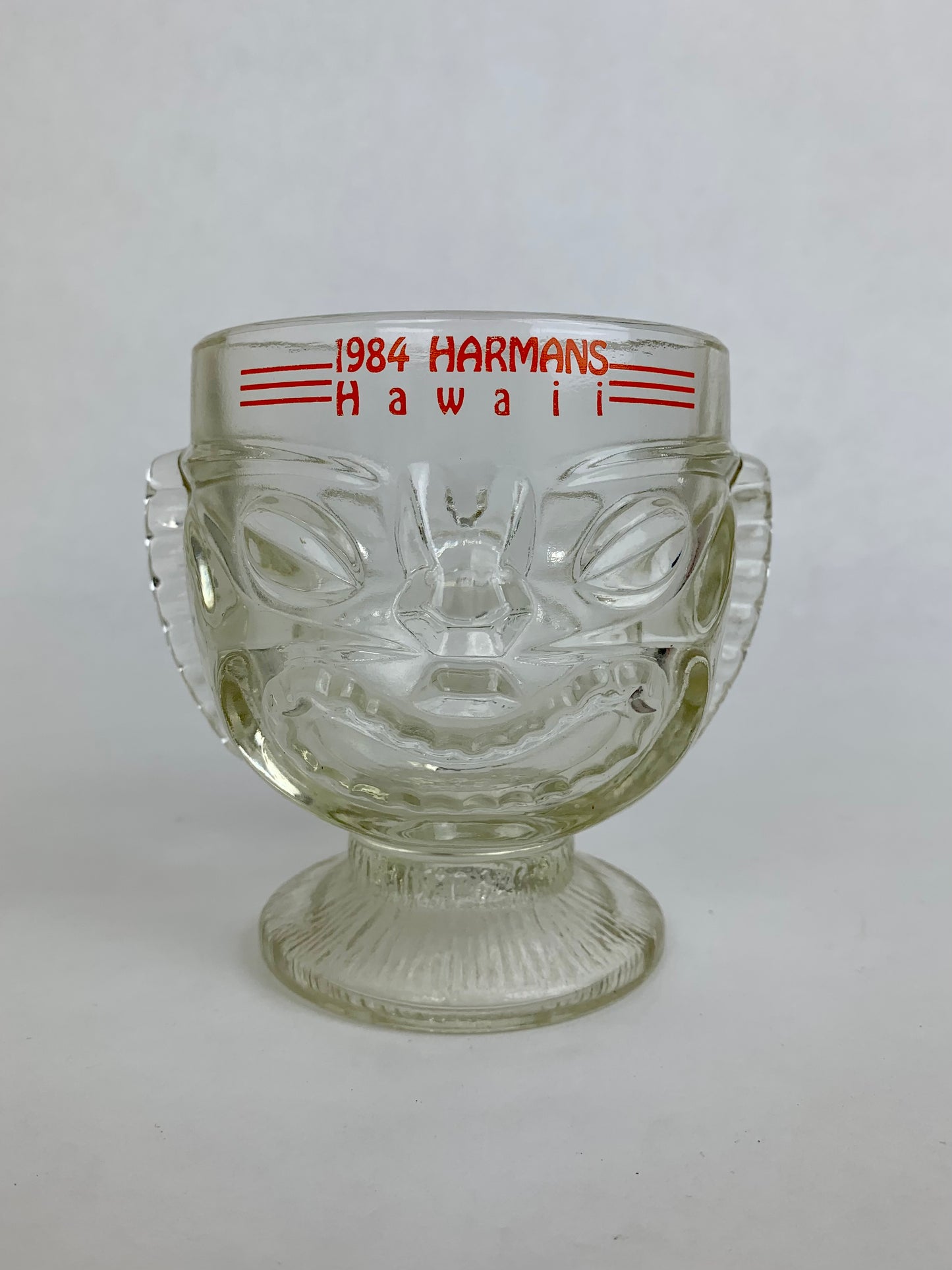 1984 Harmans Hawaii Tiki Glass - Comedy & Tragedy Faces