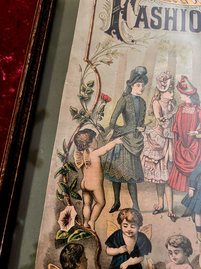 Vintage Framed Magazine Cover - 1885 New York Fashion Bazar George Munro