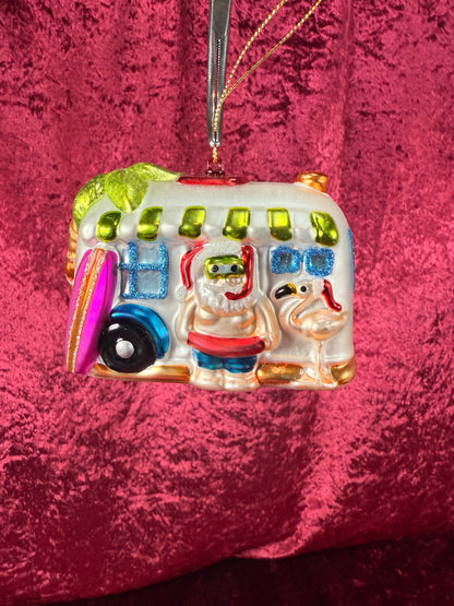 Vintage Christmas - Handblown Glass Ornament - Tiki Santa On Vacation