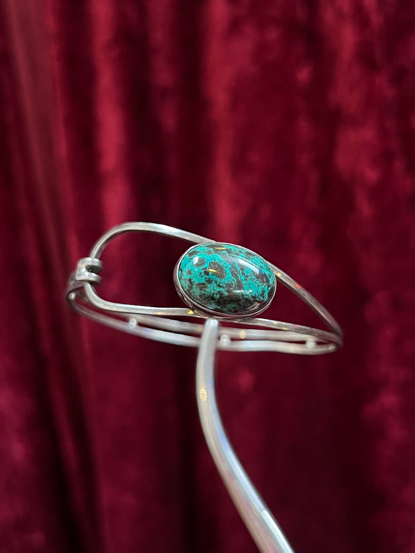 Vintage Jewelry - Cuff Bracelet - Silver - Jasper Center Stone