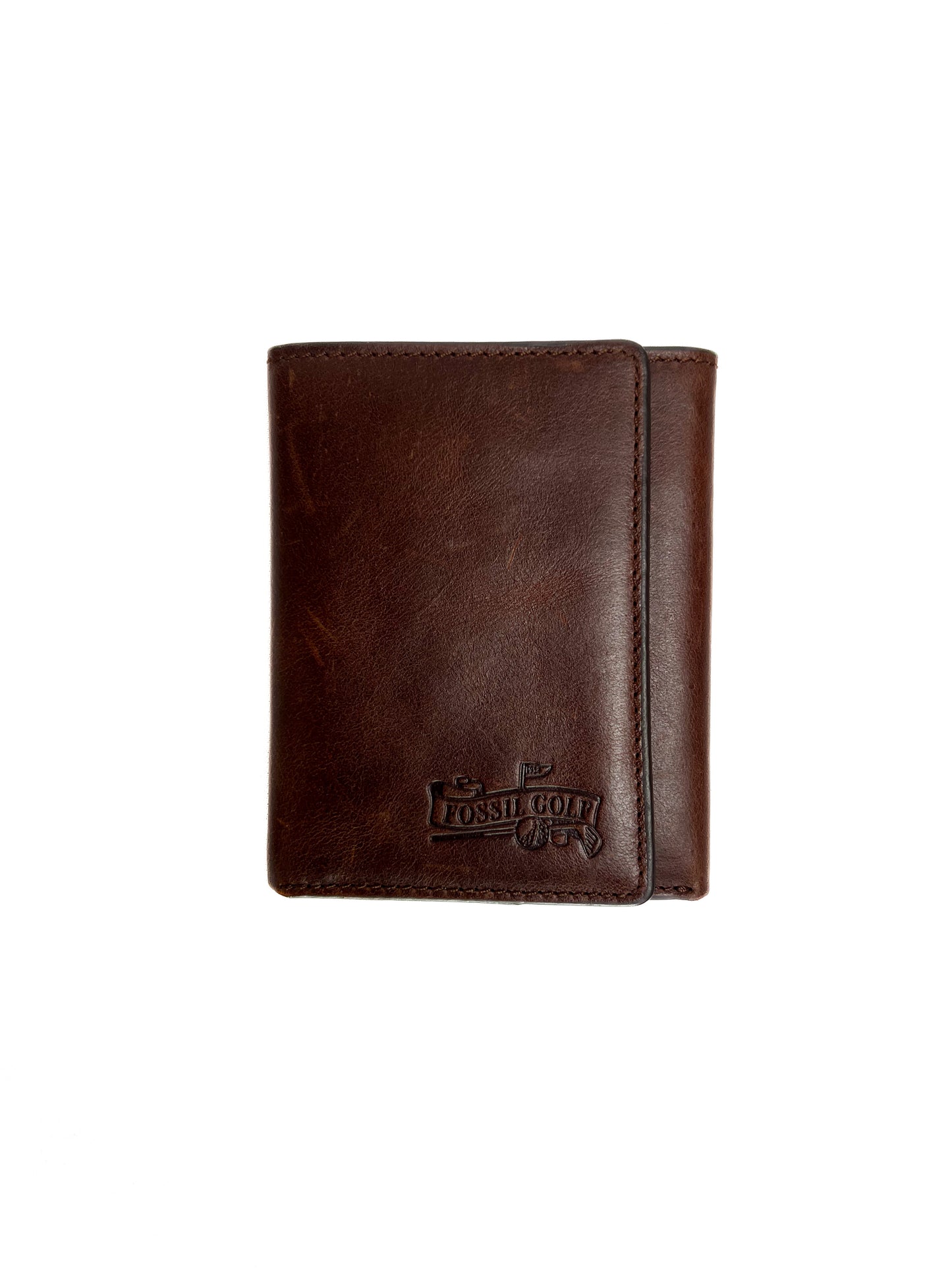 Vintage Wallet - Genuine Leather Trifold - Brown - Embossed Logo - Fossil