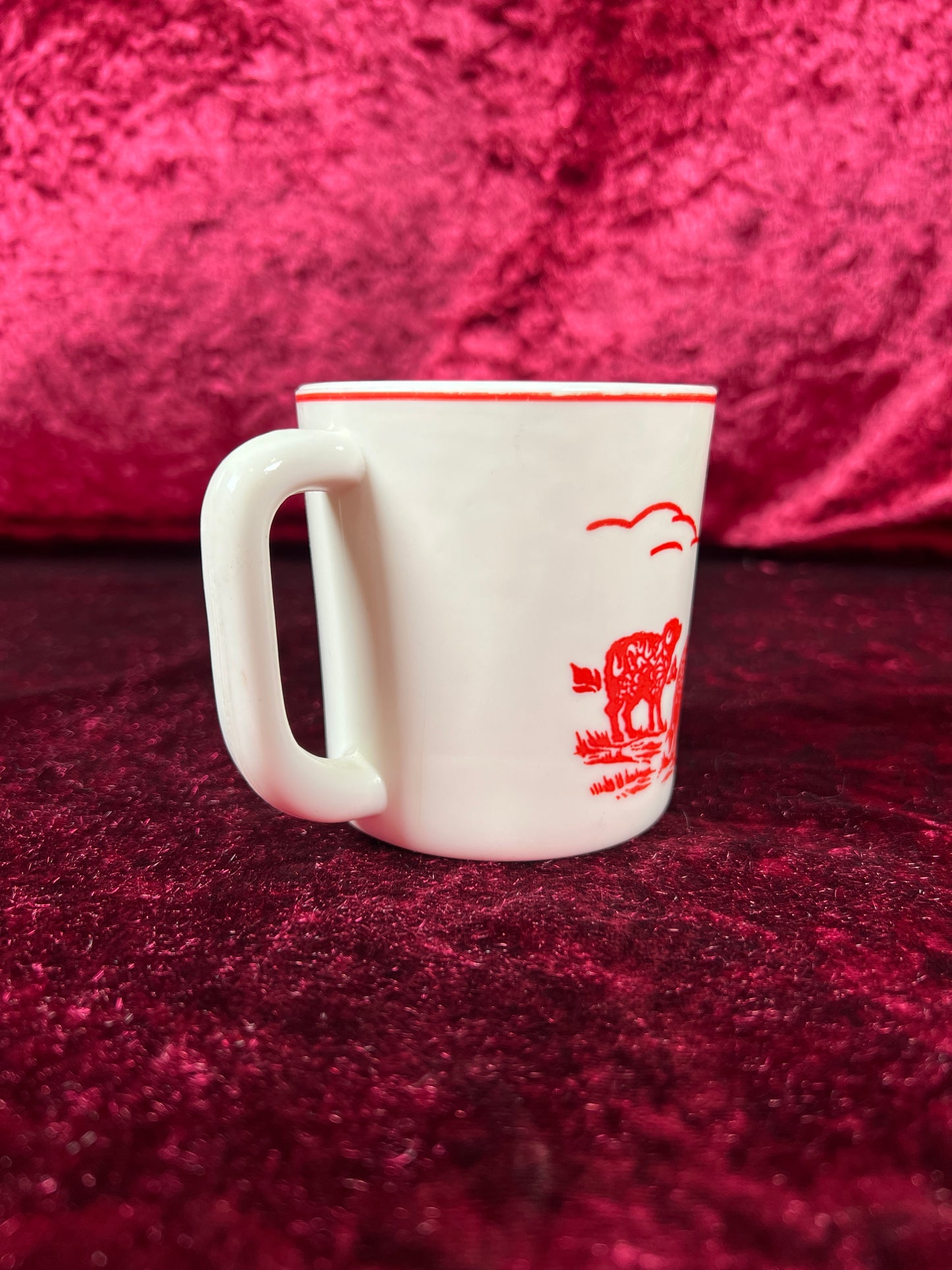 Vintage Kitchen - 1950s Children's Mug and Divided Plate Set - Ceramic - Little Bo Peep - Fire King