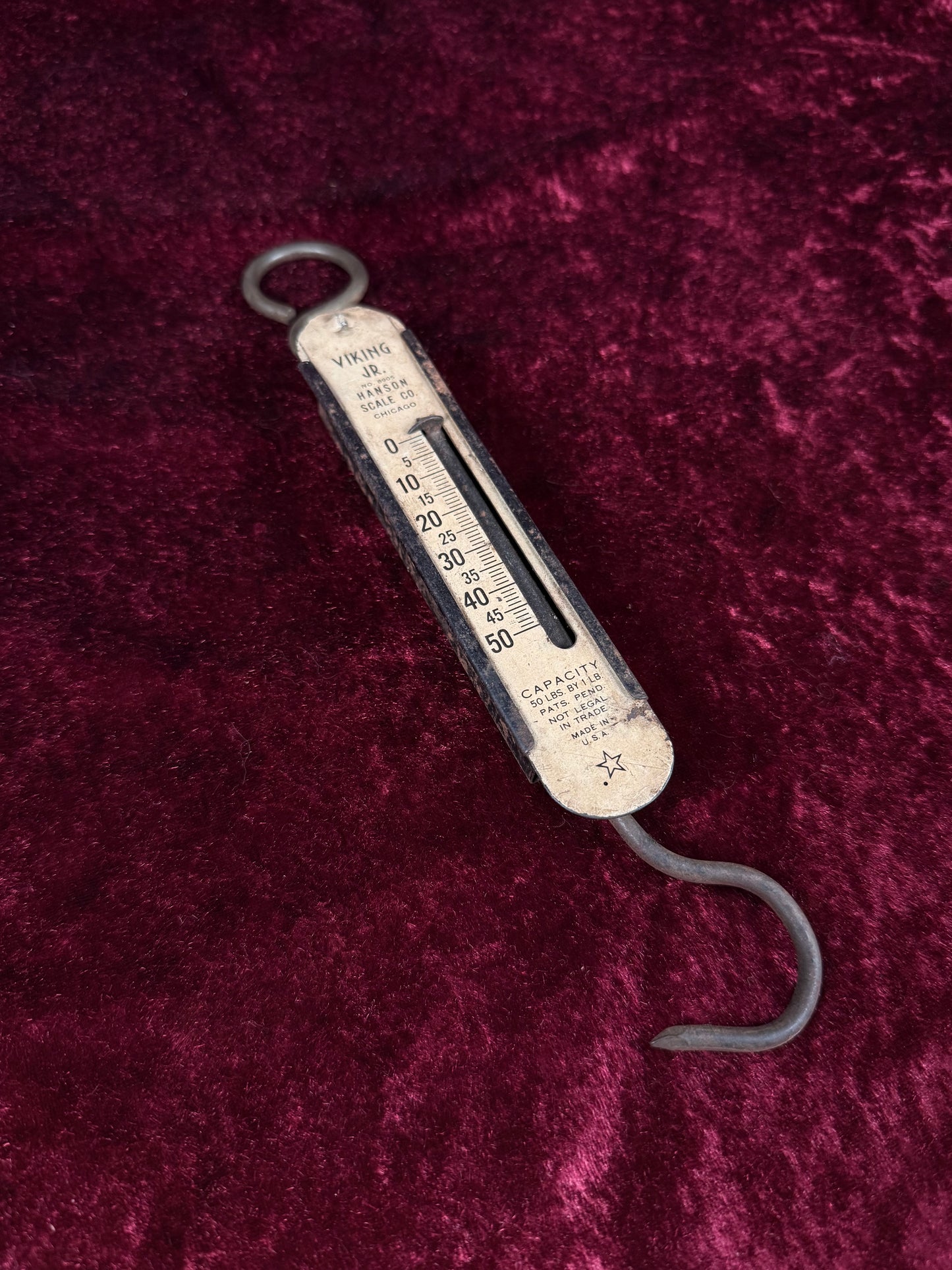 Vintage Metal Hanging Scale - Hanson Viking Jr 50 lb Spring Scale