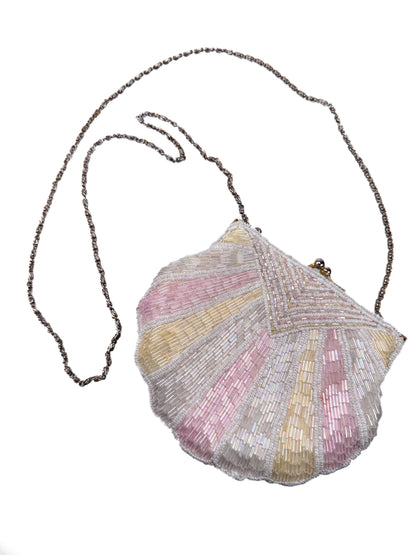 Vintage Purse - Beaded Pastel Shell Evening Cross-Body - La Regale