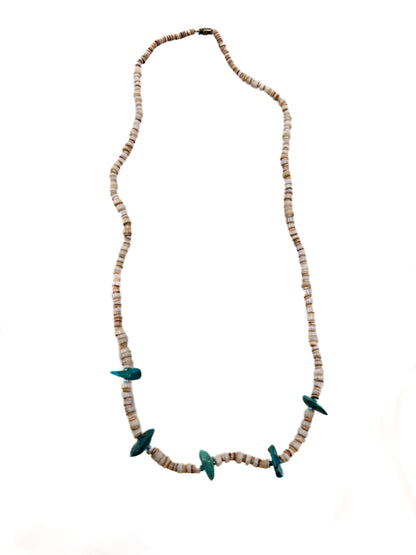 Vintage Puka Shell & Turquoise Bead Necklace