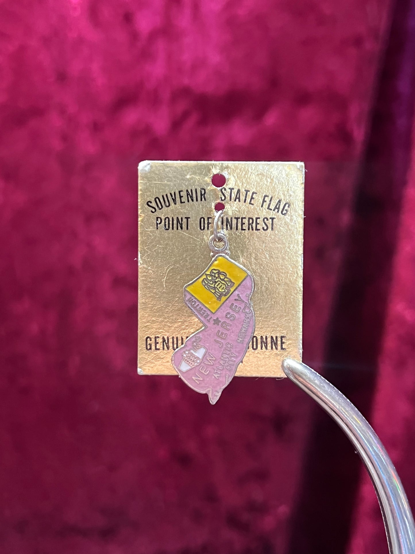 Vintage Jewelry - State Souvenir Pendant / Charm - New Jersey - Cloisonné