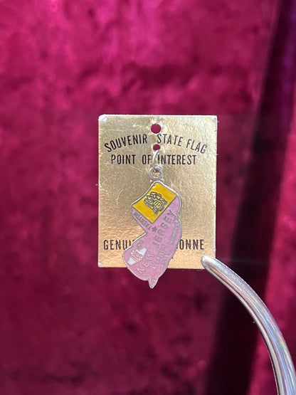Vintage Jewelry - State Souvenir Pendant / Charm - New Jersey - Cloisonné
