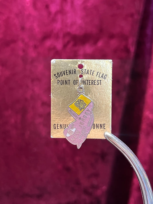 Vintage Jewelry - State Souvenir Pendant / Charm - New Jersey - Cloisonné