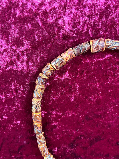 Vintage Jewelry - Necklace - Carved Wood Beads - 19.5"