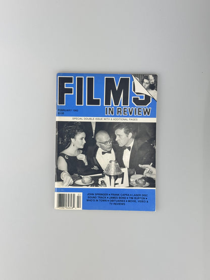 Films In Review Magazine - February 1993 - John Springer, Frank Capra, Laser Disk, James Bond, Tim Burton