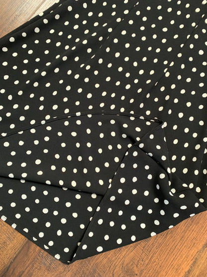 Vintage Clothing - Fit and Flare Midi Dress - Black with White Polka Dots - S.L. Fashions -  Medium