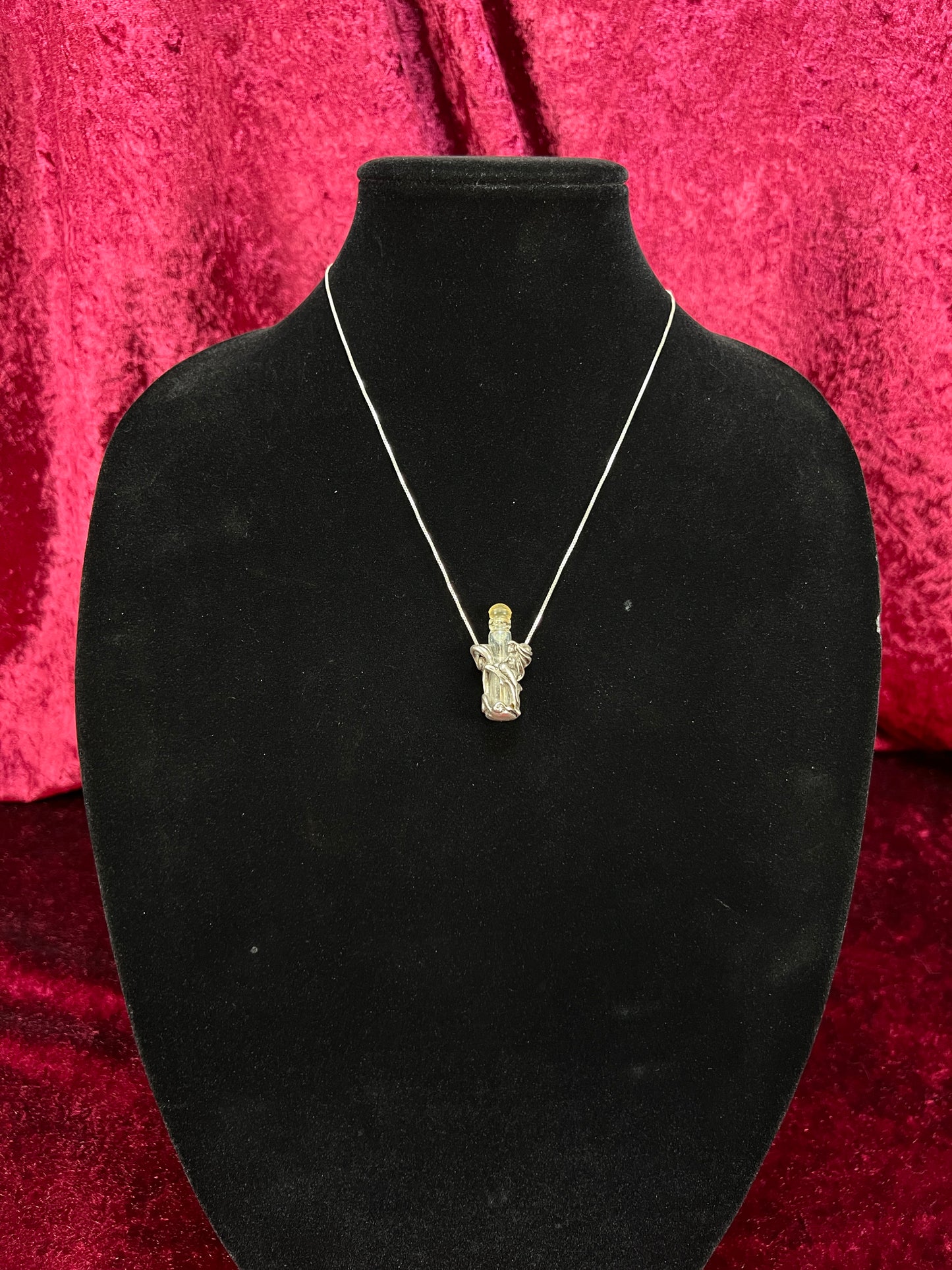Vintage Sterling Silver Necklace - Fairy Dust Glass Vial Pendant