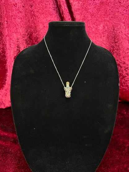Vintage Sterling Silver Necklace - Fairy Dust Glass Vial Pendant