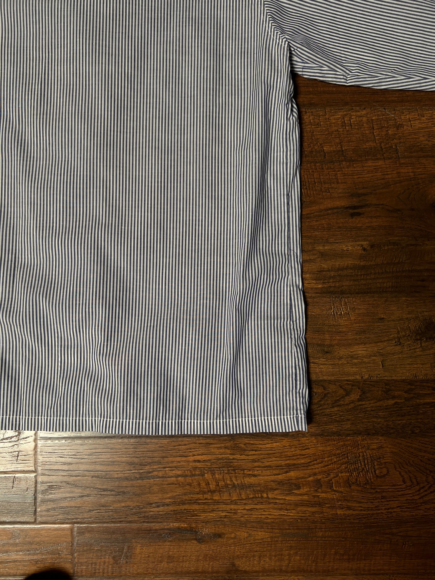 Vintage Christian Dior Monsieur Cotton Blend Pajama Shirt - Blue Pinstripe Top - X-Large